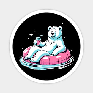 Pool Party White Bear Pink Float Novelty Funny Bear Magnet